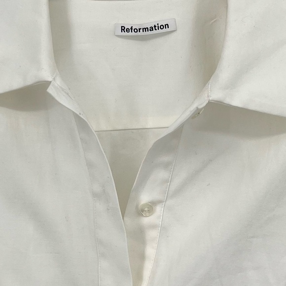 Reformation Cotton Anzio Button Down Knot Tie White Tee Shirt Cotton shirt - Picture 5 of 12